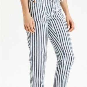 American Eagle Outfitters Blue and White Striped Straight Leg Jeans